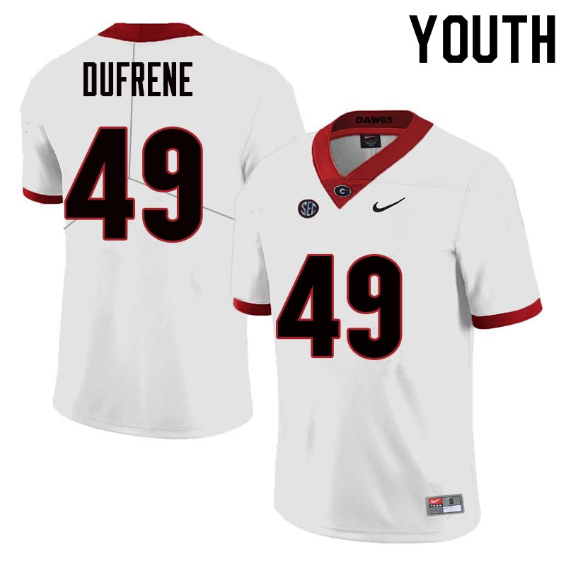Youth Georgia Bulldogs #49 Christian Dufrene College Football Jerseys Sale-White - Click Image to Close